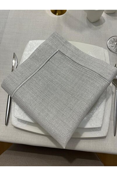 Zeren Home Piko Wrap Detailed Polyester Linen Carefree Presentation Napkin Silver 40 X 40 - 6 Pieces