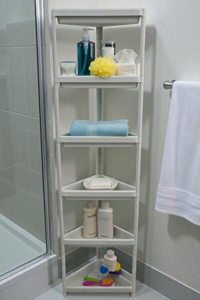 Online Home Market 6 Katlı Üçgen Raf Ünitesi – Köşe Alanlar İçin Şık ve Fonks...