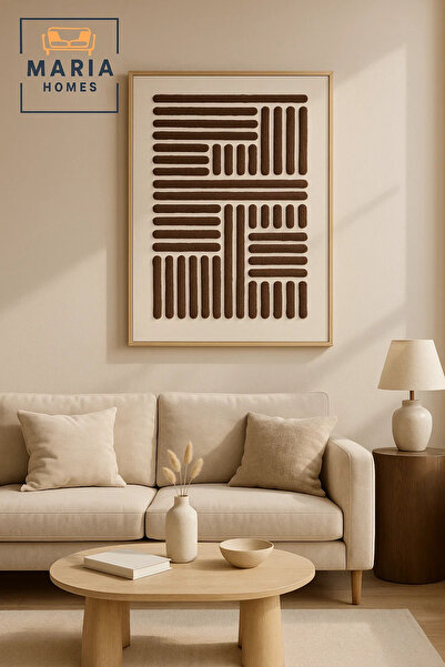MARIA HOMES Modern 3D Wall Art – Brown Geometric Textured Decorative Panel 12...