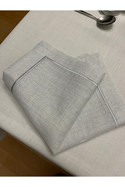 Zeren Home Piko Wrap Detailed Polyester Linen Carefree Presentation Napkin Silver 40 X 40 - 6 Pieces