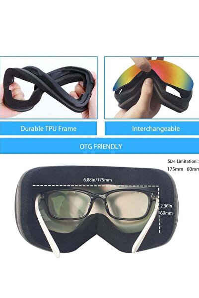 Generic OTG Frameless Ski/Snowboard Goggles - Spherical Anti-Fog Interchangeable Lens UV400