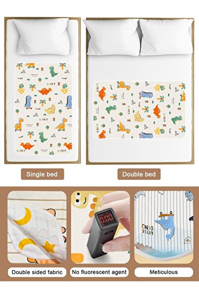 Homarket Baby Waterproof Bed Pad 120×80 cm, 3-Layer Washable Mattress Protector (Jurassic)