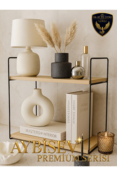 Okay Aybisev Stylish Premium Metal Wooden Multi-Purpose 2-Tier Organizer Shelf