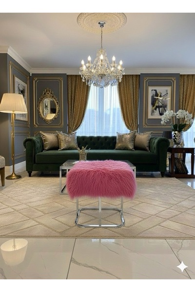 Masal Home Pembe Peluş Puff