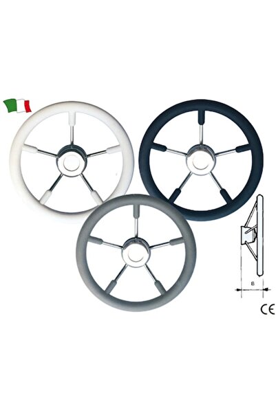 GFN Stainless Steel and Polyurethane Steering Wheel, 5 Spokes, Grey, 350 mm