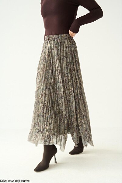 CADDELAMODA Women's Lined Shawl Pattern Chiffon Skirt