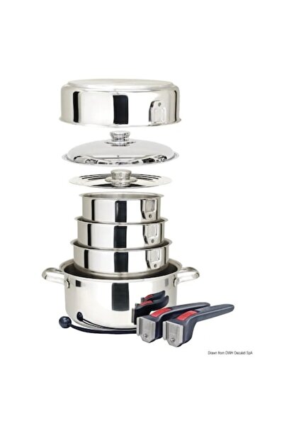 OSCULATI Vase de gătit Magma, oțel inoxidabil AISI 316, interior ceramic, 25 cm, mânere detașabile, cuptoare cu inducție