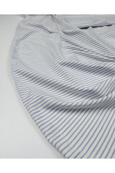 Kumaş Parça Mavi Beyaz İnce İpeksi Süprem Penye En: 170 cm