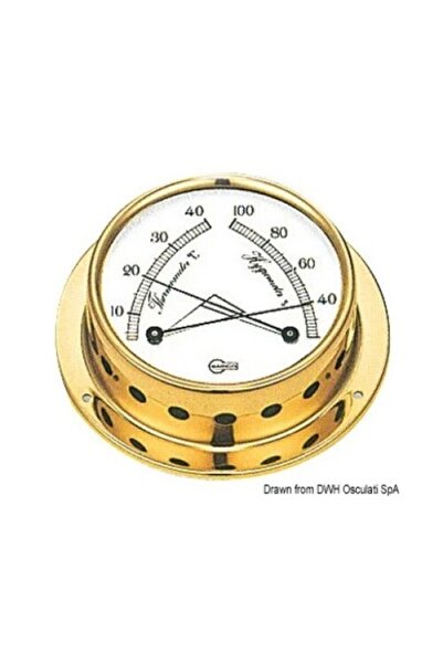 OSCULATI Termometru/higrometru Barigo Tempo M — Carcasă placată cu aur și oglindă, 110x32 mm, Cadran 85 mm