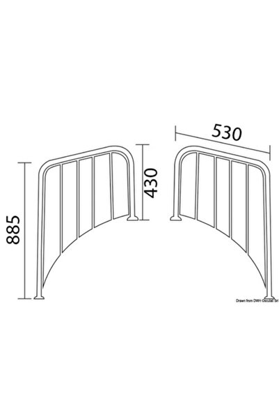 TNG Outdoor Platformă rotundă la pupa, oțel inoxidabil AISI 316, suprafață Iroko, 530-650 mm, țeavă de 25 mm