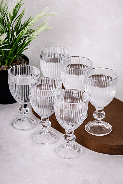 Dolkin Home Set of 6 Luxury Footed Coffee Side Water Glasses Footed Glass Sty...