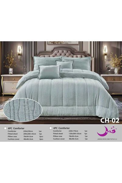 Moon Winter bedspread set for two people, 6 pieces, with fur filling and luxurious velvet.