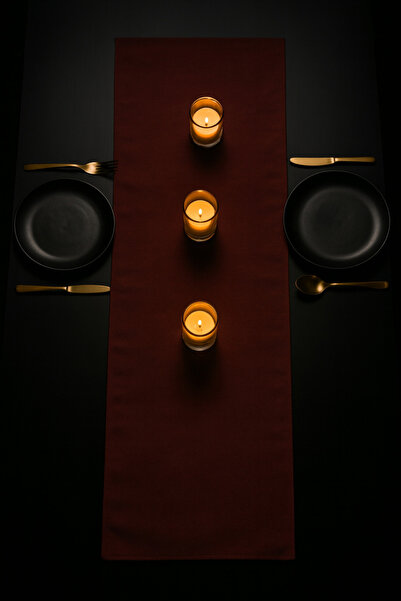 YUNUSOĞLU HOME New Year Concept Burgundy Stylish Table Runner 50X150 cm – Modern and Elegant Tablecloth Runner