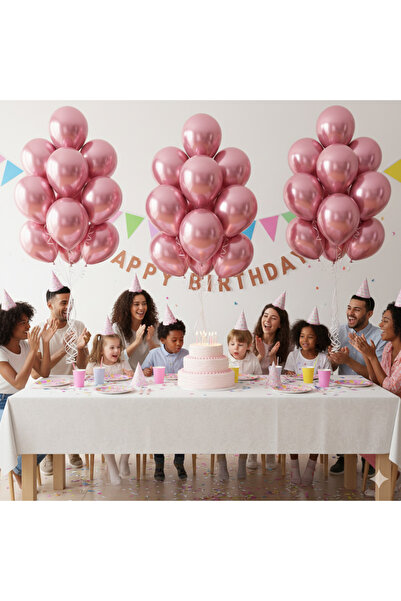 TOYFEST 10 Pink Glitter Metallic Balloons ✨ Party & Celebration Package