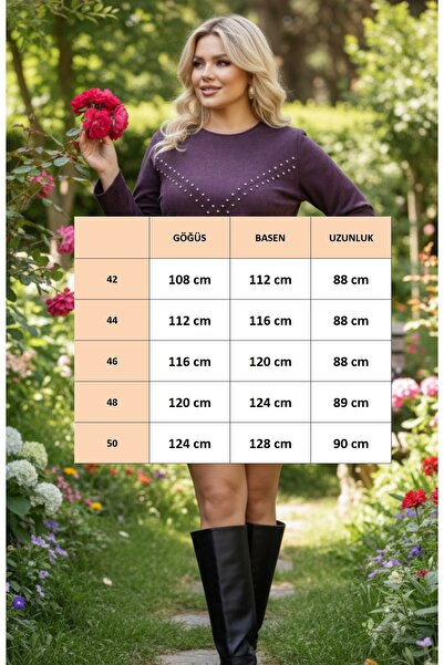 FOR ESRA BIG TREND Γυναικείο φόρεμα μεγάλου μεγέθους Trok με λεπτομέρεια αξεσουάρ, λαιμόκοψη, κλείσιμο με φερμουάρ στην πλάτη, κοντό ελαστικό φόρεμα από σκουμπάκι