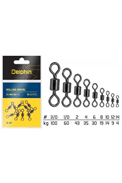 DELPHİN Pivoți rotativi A-01, pachet de 10 bucăți, diametru 12 mm