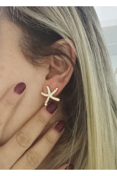 mos&more by mosev Small Starfish Earrings with Gold Pearl