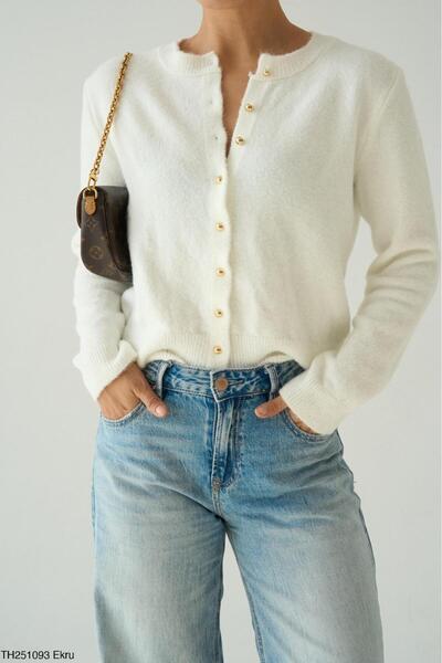 CADDELAMODA Women's Buttoned Soft Cardigan