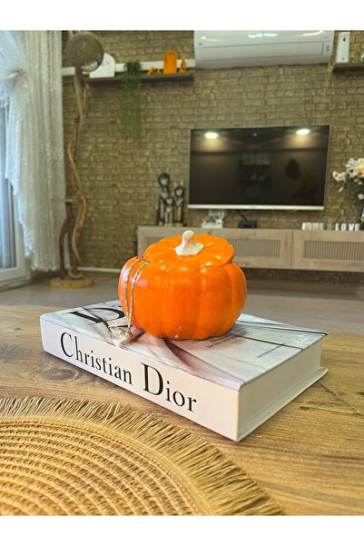 Rüya Dizayn Turuncu bal kabağ kapaklı beton büyük boy dekoratif ev dekorasyonu