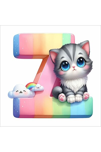Promotional Print Autocolant de perete litera Z cu pisică – decor pentru came...