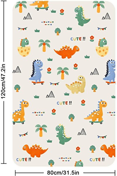 Homarket Baby Waterproof Bed Pad 120×80 cm, 3-Layer Washable Mattress Protector (Jurassic)