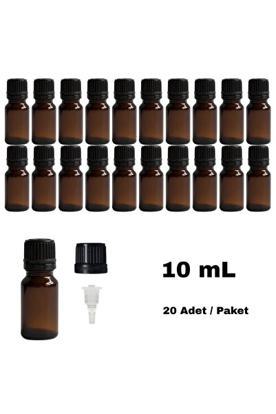 labbakkal Cam Damlalıklı Ecza Şişe 10 ml Amber - Plastik Siyah Kilitli Kapak ...