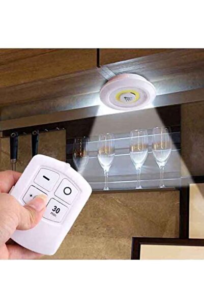 Generic Wireless LED under-cabinet lighting set with remote control, 3 pieces, white, 10x10x9cm