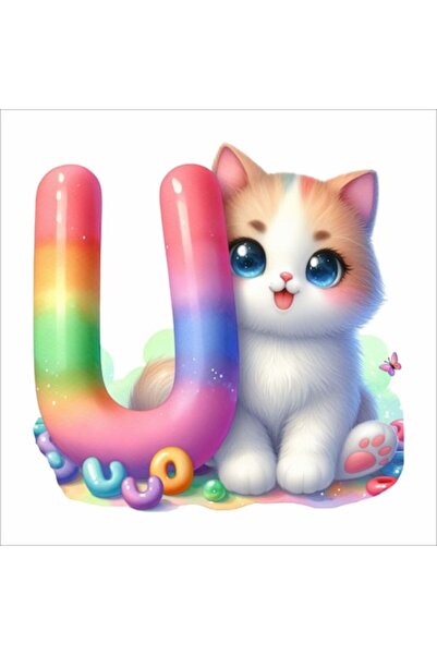 Promotional Print Autocolant de perete litera U cu pisică – decor cameră copi...