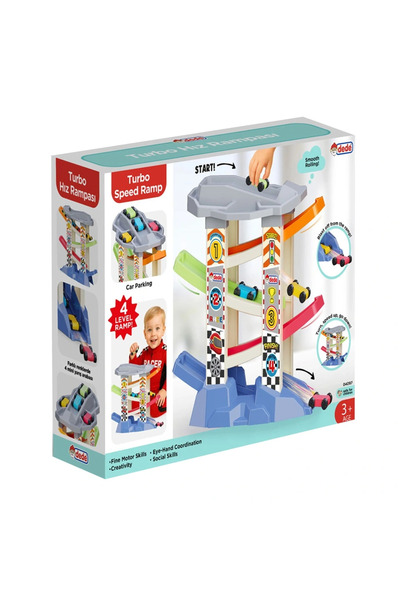 TOYFEST 4-Layer Turbo Speed Ramp Set Durable Colorful Kids Play Ramp with Mini Car