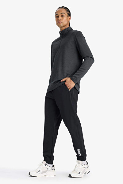DeFacto F1288Axbk81 Black Defactofit Slim Fit Slim Fit Zipper Pocket Woven Sportsman Jogger Tracksuit a