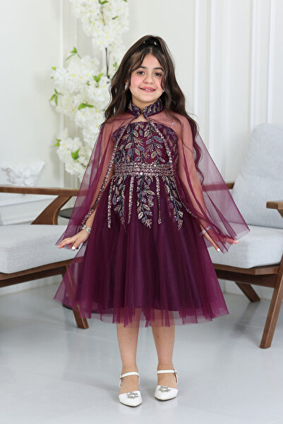 modern designer فستان بناتي كاب مطرز