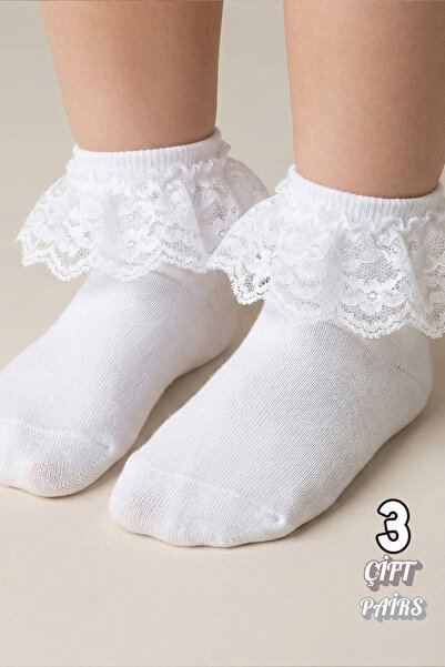stellare 3 pairs of girls' soft lace socks – Stitch-Free toe, comfortable fit