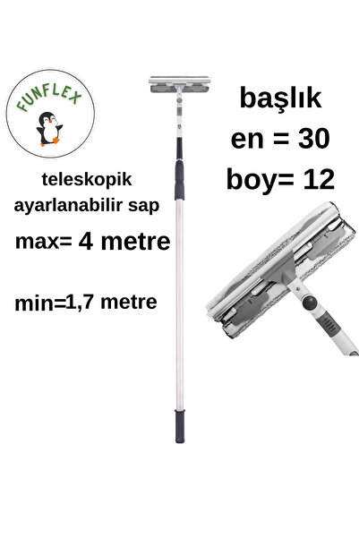 FunFlex 4 Metre Teleskopik Cam Silme Aparatı Paspas ve MOP