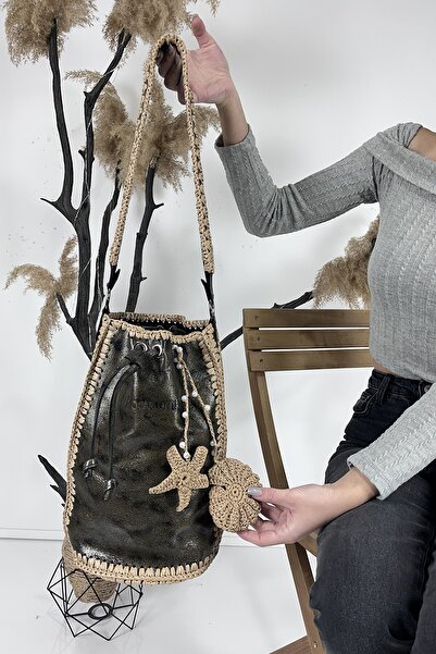 Diego Carlotti حقيبة يد نسائية من الجلد الأصلي محبوكة باليد CT1001