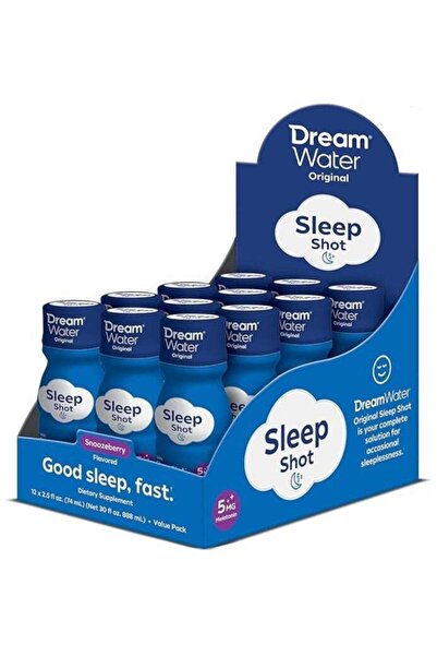 water Dream Sleep Shot Original GABA, Melatonin, 5-HTP, Snoozeberry, 12 Count, 2.5 fl.oz