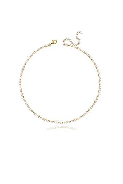 House of Crystals Tennis Necklace with 3mm Zirconia Crystals Gold Plated Emily