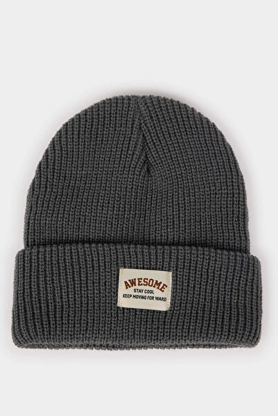 DeFacto C8580A8Gr184 Gray Boy's Knitwear Beanie