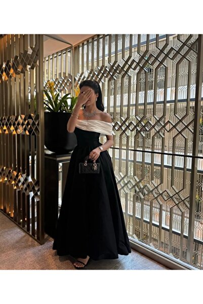 Loren black and white evening dress