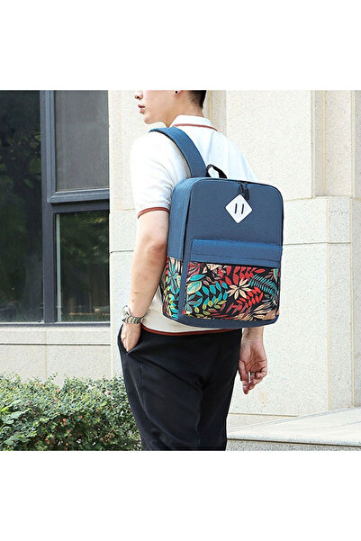 Muchmy 3-Piece Leaf Pattern Backpack Set Travel Bags Laptop Casual Bag Set