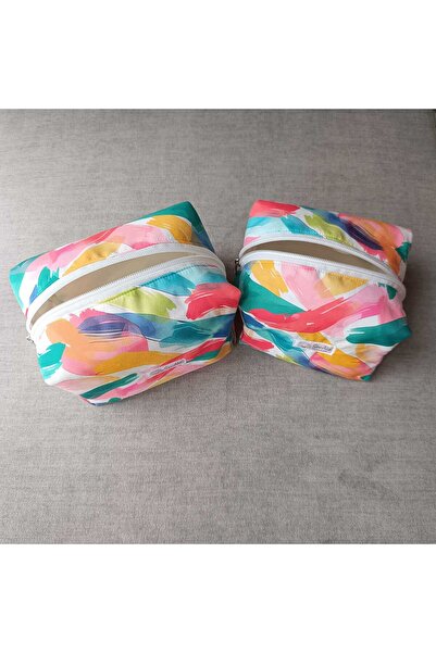 SevAte Handmade Set of 2 Colorful Zippered Travel/Makeup Bag & Pen Holder 2-P...
