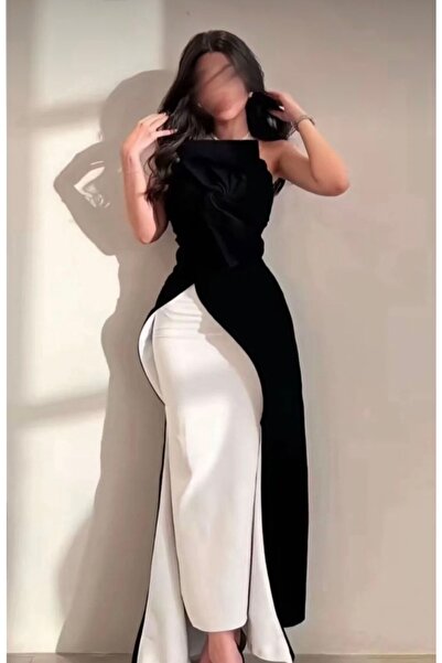 Loren فستان اسود ناعم