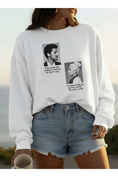 Infire clothing سويت شيرت للجنسين قصة فضفاضة ليدي غاغا - برونو مارس مطبوع