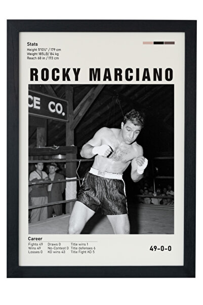 gxe.art Pictură cu poster înrămată în lemn de Rocky Marciano – Legenda boxulu...