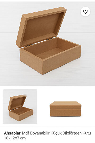 Eymen Hobi MDF Boyanabilir Ahşap Dikdörtgen Kutu 18x12x7 cm – Hobi, Dekor, He...