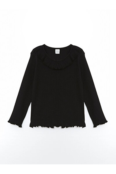 LC Waikiki Lcw Kids Black Crew Neck Basic Girls' T-Shirt