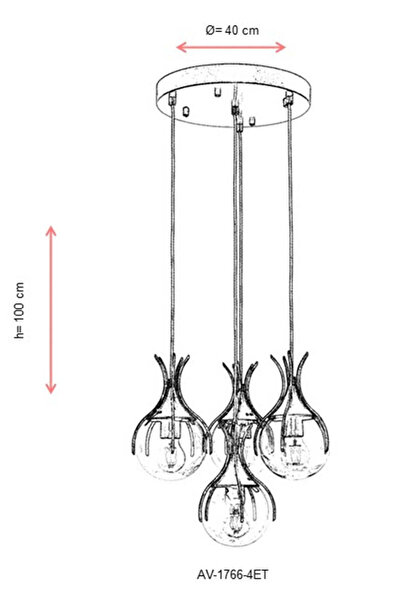 Avonni Modern antique chandelier, 4XE27, AV-1766-4ET