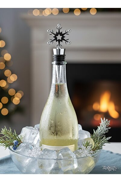 Mooniva Reusable wine stopper - decorative snowflake pattern, preserves aroma and freshness