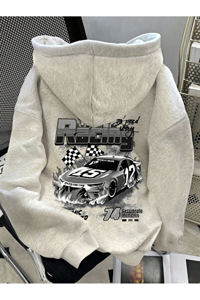 COHERENT Unisex Kadın/Erkek RACING Özel Baskılı Renkli Oversize KAPÜŞONLU Pam...