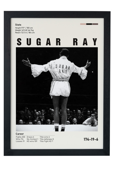 gxe.art Постер с дървена рамка на Шугър Рей Робинсън – един от най-великите в...