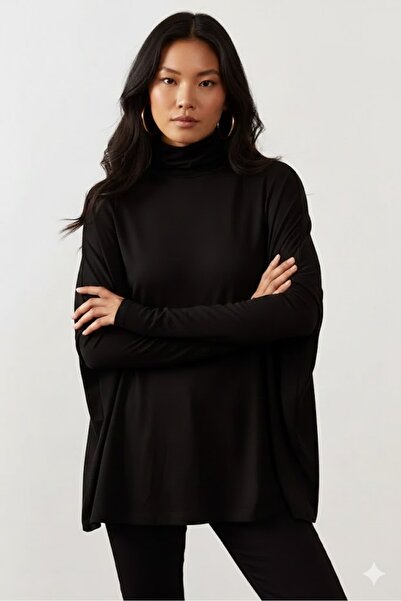 Sienza Women's Black Bat Sleeve Fisherman Blouse